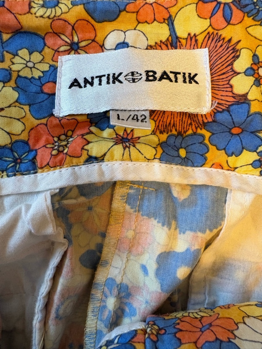Antik Batik Floral High-Waist Tie Shorts in Blue, Orange, Yellow - Picture 6 of 7